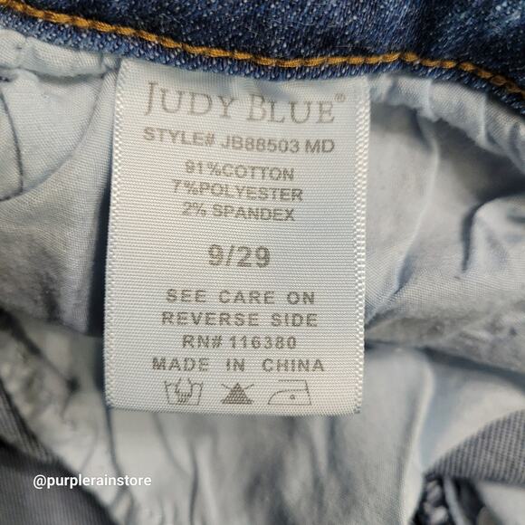 Judy Blue Jeans Jeans 29 Straight High Rise Raw Waist Hem Stretch Denim JB88503 - Picture 4 of 11